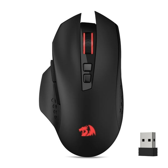 Redragon M656 Gainer Wireless Gaming Mouse, 4000 DPI 2.4Ghz Wireless Mouse w/ 5 DPI Levels, 7 Macro Buttons, Red LED Backlit & Pro Software/Drive Supported, for PC/Mac/Laptop