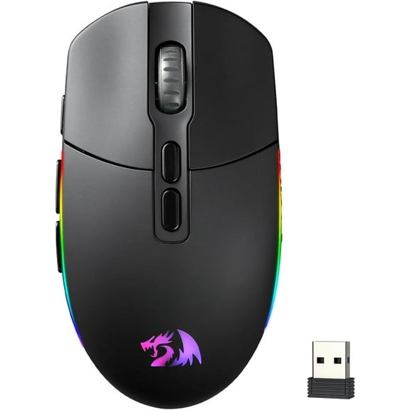 Redragon M719 Pro Wireless Optical Gaming Mouse, 8 Programmable Buttons, RGB 10,000 DPI, Ergonomic PC Computer Gaming Mice