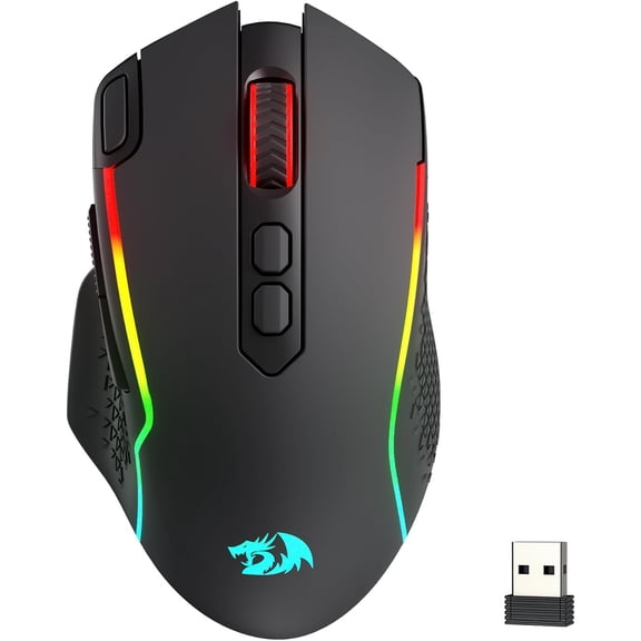 Redragon M810 MAX Wireless RGB Gaming Mouse 12000 DPI Remapping Keys | Cable-Free 0 Delay, Smooth Precise Tracking, Rapid-Fire Macro Keybinds, Vibing Backlight, Ergonomic Grip Body Comfort