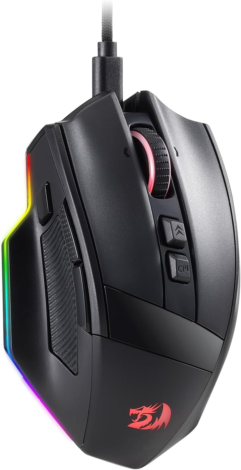 Redragon M813 Wired RGB Gaming Mouse with 4D Dual Mode Scroll Wheel, Optical Ergonomic Gamer Mo