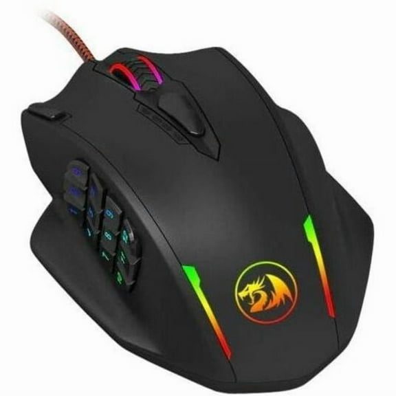 Redragon M908 Impact RGB LED MMO Mouse with Side Buttons Optical Wired Gaming Mouse with 12,400DPI, High Precision, 18 Programmable Mouse Buttons
