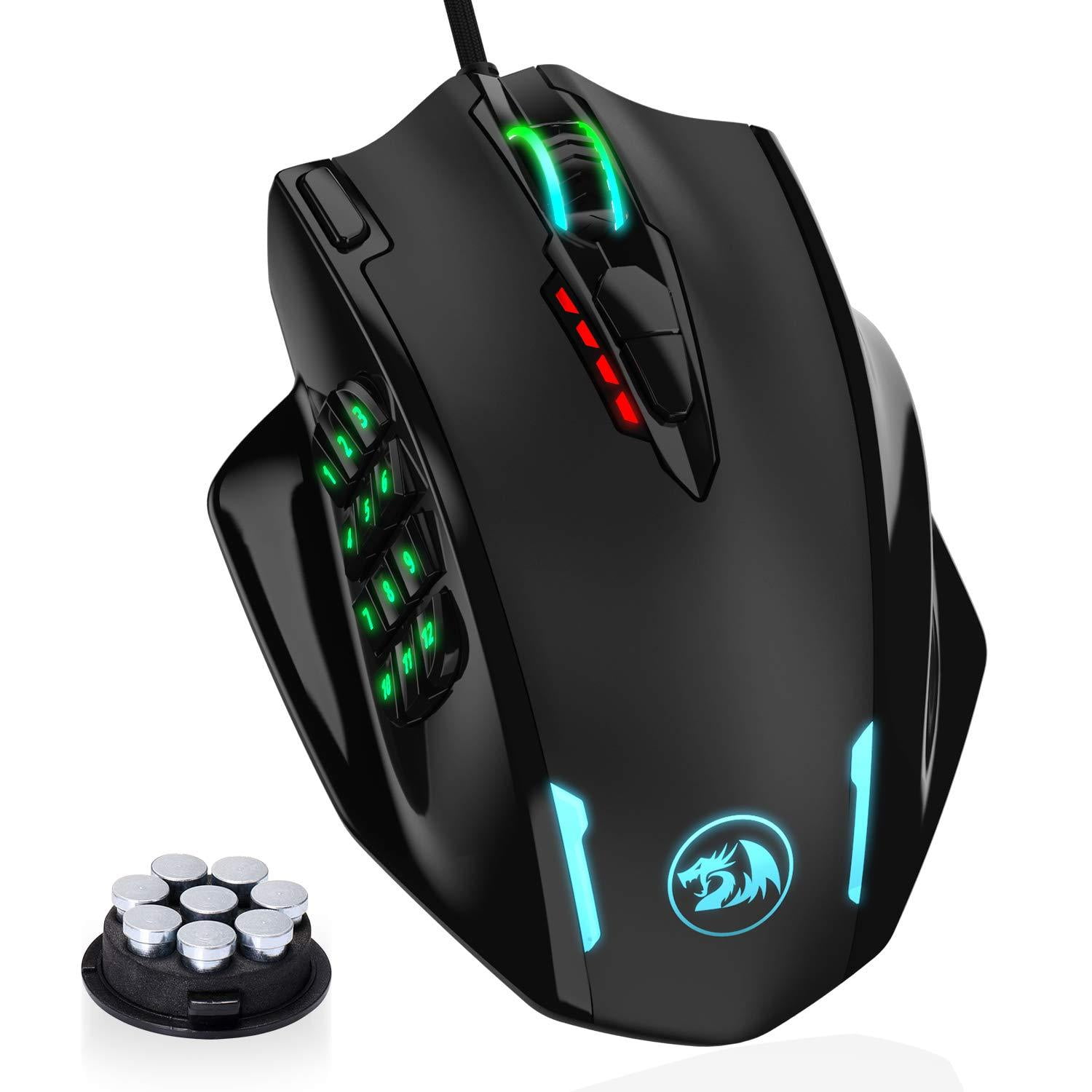 Redragon M990 MMO Gaming Mouse, 32000 DPI High Precision Wired RGB Gamer  Mouse w/23 Programmable Buttons, 16 Side Macro Keys, Software Supports