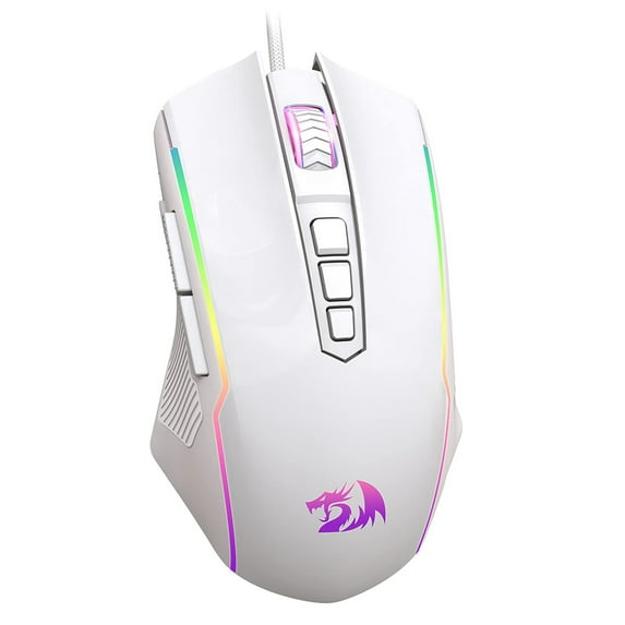 Redragon M910-W RGB Wired Gaming Mouse 8000 DPI 9 Programmable Buttons with Rapid-Fire Button - White