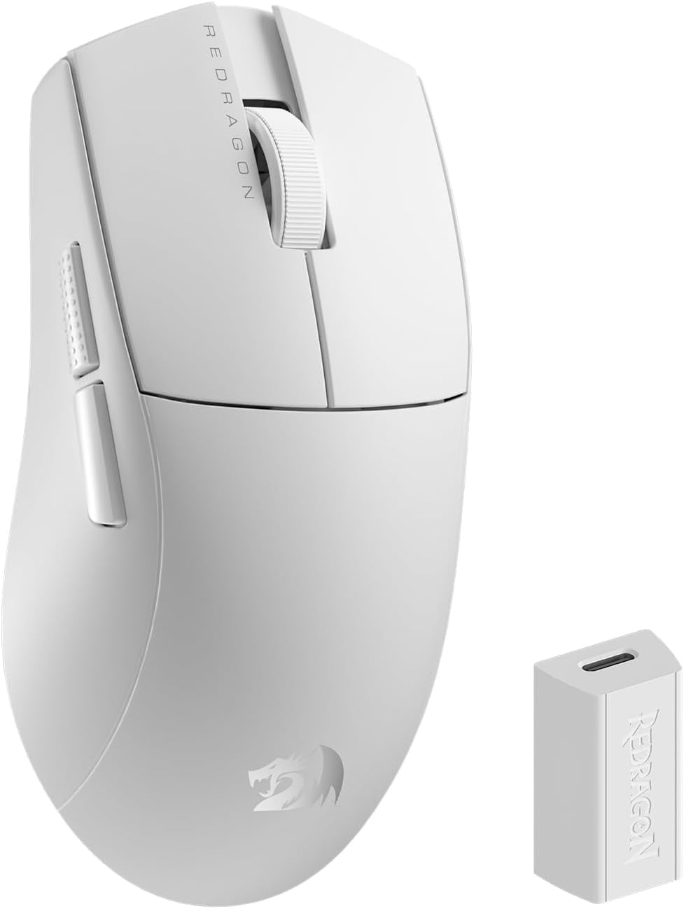 Redragon M916 PRO 3-Mode Wireless Gaming Mouse, Hype-Speed 4K Polling Rate, 49G Ultra-Light 26K DPI Gamer Mouse w/Ergonomic Natural Grip Build, Redefinable Macro Buttons, Software Supported,White