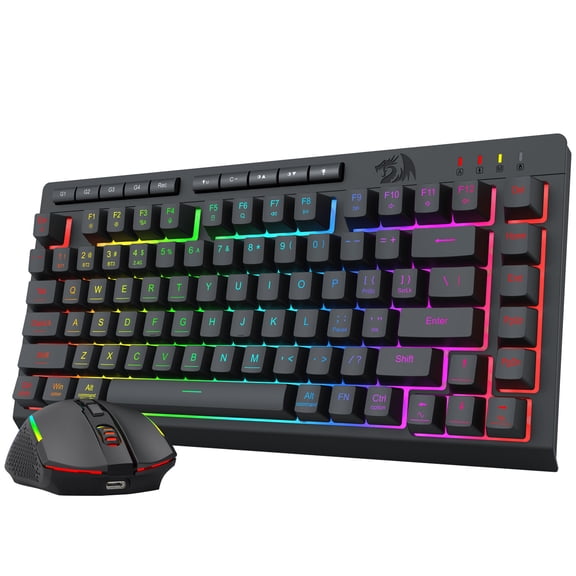 Redragon S155PRO Wireless Gaming Keyboard and Mouse Combo, Bluetooth/2.4G/USB-C Wired, RGB Backlit, 75% Portable Quiet Rechargeable Macro Membrane Keyboard & 12800 DPI Mouse with Software for Win/MAC