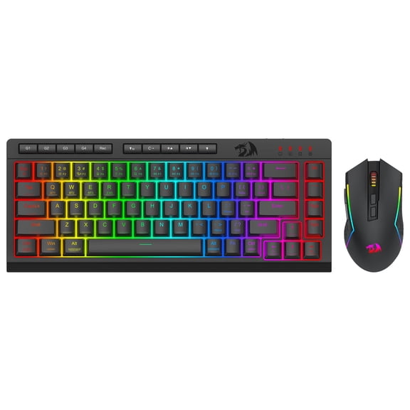 Redragon S157PRO Wireless Gaming Keyboard and Mouse Combo, Bluetooth/2.4G/USB-C Wired, RGB Backlit, 60% Portable Quiet Rechargeable Macro Membrane Keyboard & 12800 DPI Mouse with Software for Win/MAC