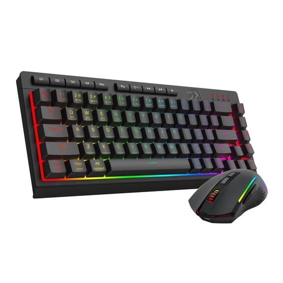 Redragon S157PRO Wireless Gaming Keyboard and Mouse Combo, Bluetooth/2.4G/USB-C Wired, RGB Backlit, 60% Portable Quiet Rechargeable Macro Membrane Keyboard & 12800 DPI Mouse with Software for Win/MAC