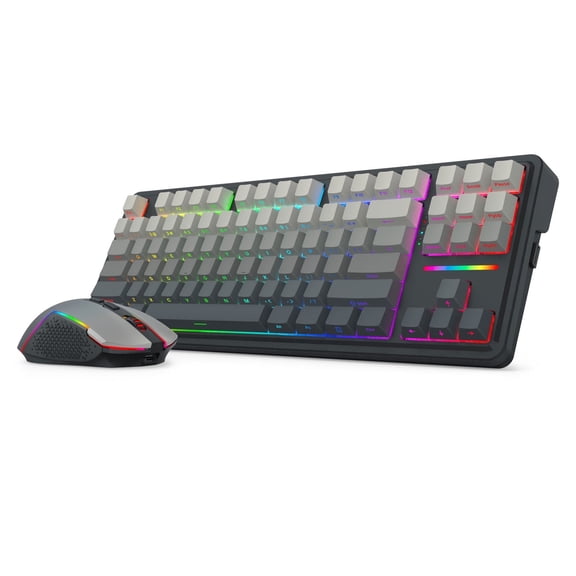 Redragon S164 Wireless Mechanical Keyboard and Mouse Combo, Bluetooth/2.4Ghz/USB-C Wired, RGB Backlit, TKL Creamy Gaming Keyboard with Hot Swappable Linear Switches + 12800 DPI Gamer Mouse