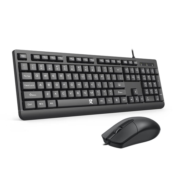 Redragon Wired Keyboard and Mouse Combo, Full-Size Spill Resistant Large Print Quiet Thin Computer Keyboard and Optical USB Mouse, Plug and Play for Windows PC, Mac OS Desktop/Laptop