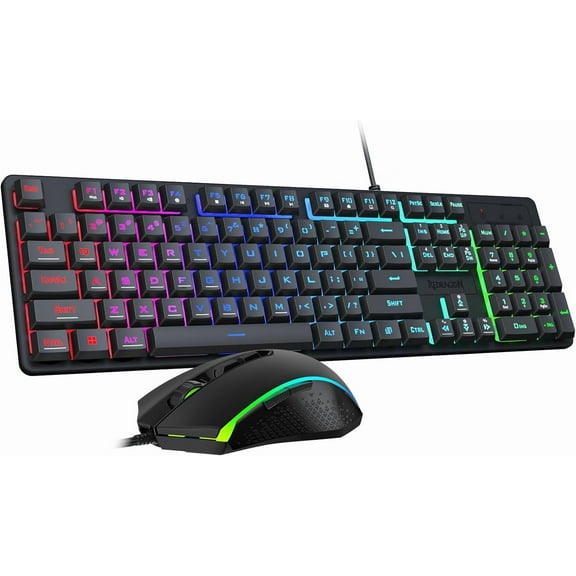 Redragon Wireless Gaming Keyboard Mouse Combo, Tri-Mode Bluetooth/2.4GHz/USB-C, RGB Backlit, 104-Key Mechanical Feel Keyboard, 10000 DPI Programmable Mouse for Windows 7/8/10/XP/Vistaļ¼S107-KS