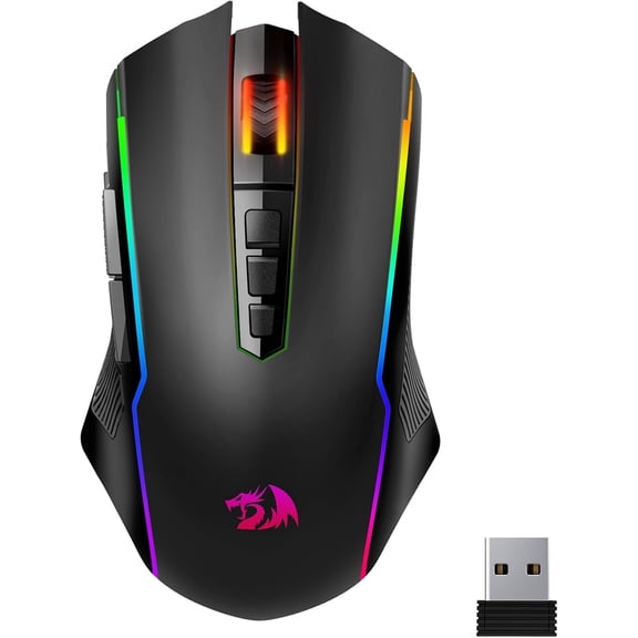 Redragon Wireless Gaming Mouse, Tri-Mode 2.4G/USB-C/Bluetooth Mouse Gaming, 12000 DPI, RGB Backlit, Fully Programmable, Rechargeable Wireless Computer Mouse for Laptop PC Mac, Black