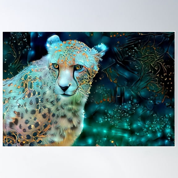 Redreaming Extinction Series: Cheetah 2 Poster Wall Art, Modern Wall Decor For Living Room Bedroom, 24x36 UNFRAMED