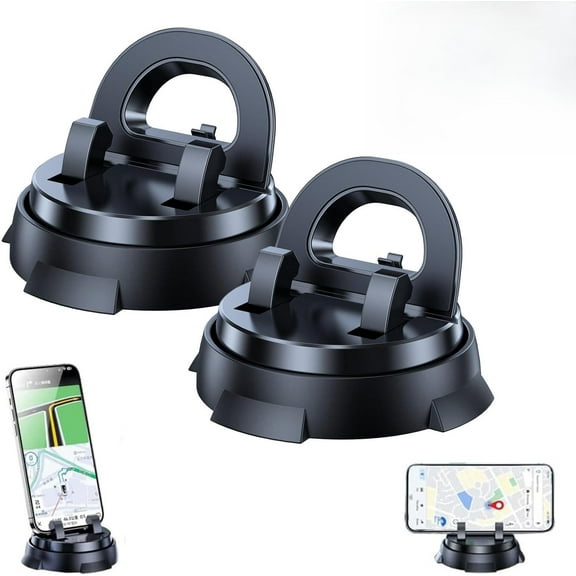 Redreeer Car Phone Holder, 360° Rotatable Cell Phone Car Mount, Adjustable Spring Design Dashboard Phone Mount for Car, with Non-Slip Base, No Installation Required, Suitable for All Models (2pcs)