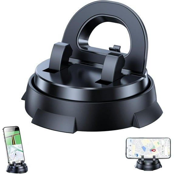 Redreeer Car Phone Holder, 360° Rotatable Cell Phone Car Mount, Adjustable Spring Design Dashboard Phone Mount for Car, with Non-Slip Base, No Installation Required, Suitable for All Models (1pcs)