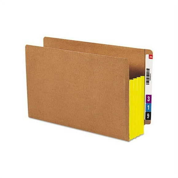 Redrope Drop-Front End Tab File Pockets w/ Fully Lined Colored Gussets 3.5" Expansion, Legal Size, Redrope/Yellow, 10/Box
