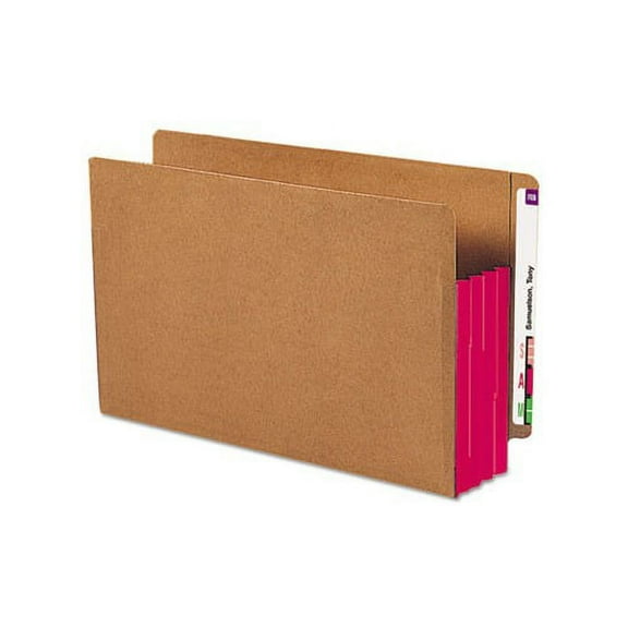 Redrope Drop-Front End Tab File Pockets with Fully Lined Colored Gussets 3.5" Expansion, Legal Size, Redrope/Red, 10/Box