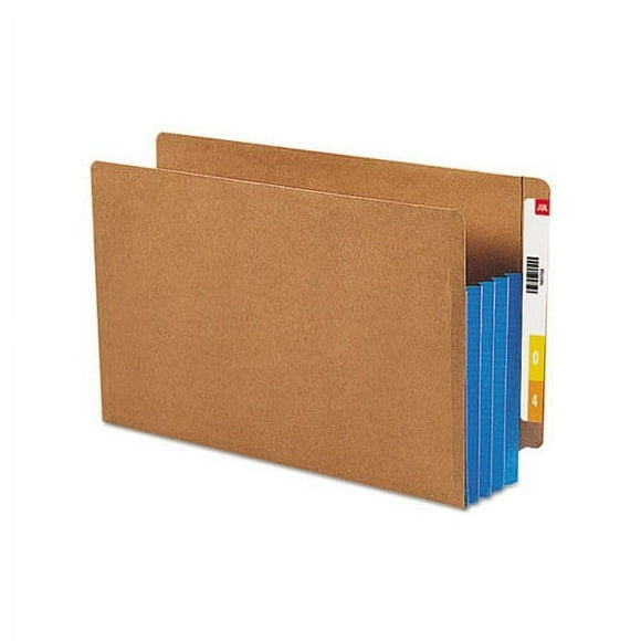 Redrope Drop-Front End Tab File Pockets with Fully Lined Colored Gussets 3.5" Expansion, Legal Size, Redrope/Blue, 10/Box