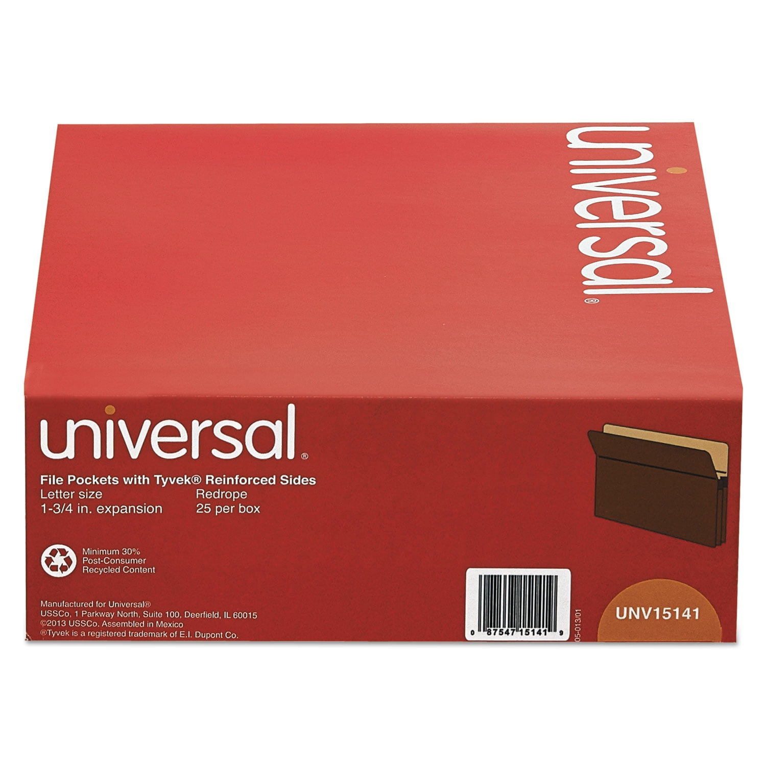 1-3/4 in. Expanding File Pockets, Straight Tab, Letter, Redrope/manila ...