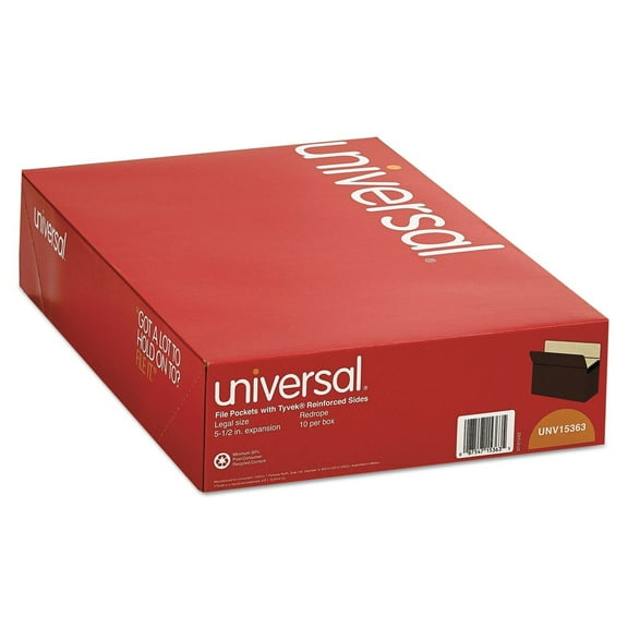 Universal Redrope Expanding File Pockets, 5.25" Expansion, Legal Size, Redrope, 10/Box -UNV15363