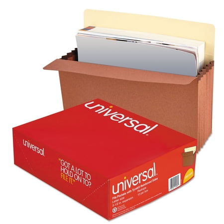 Universal UNV15262T 5-1/4 in. Straight Tab Expansion File Pockets - Letter, Redrope/Manila (10/Box)
