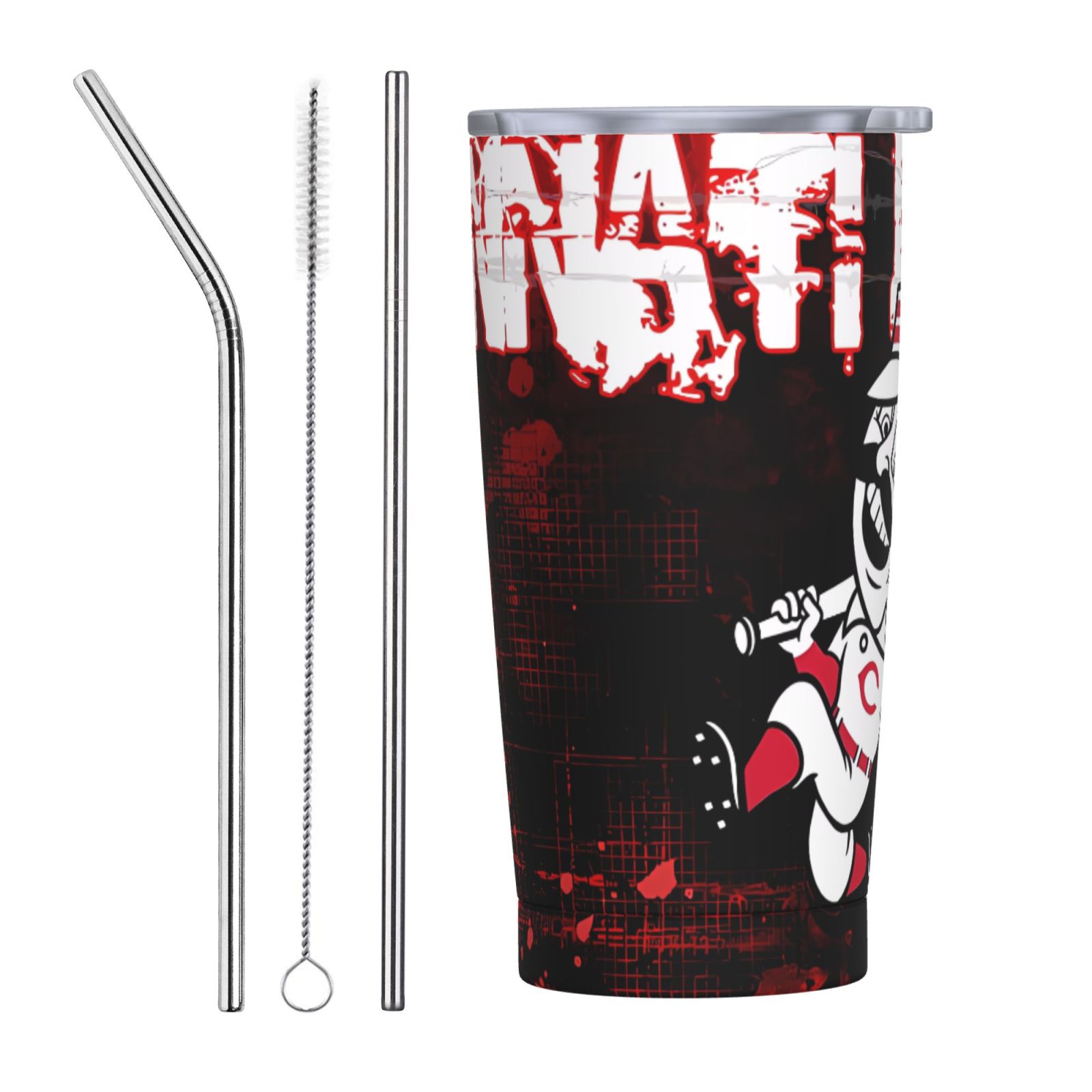Reds Football Team Theme 20 oz Car Straw Cup, Travel Coffee Cup, 20 oz ...