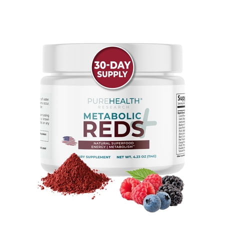 Reds Superfood Powder with Probiotics, 5 Digestive Enzymes, Beets & Ashwagandha Powder - Boost Drink for Body’s Detox & Cleanse by PureHealth Research