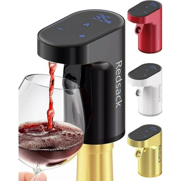 Redsack electric Wine Aerator Pourer, Portable Wine Decanter and Wine Dispenser Pump for Red and White Wine Automatic Wine Oxidizer Dispenser USB Rechargeable, Black