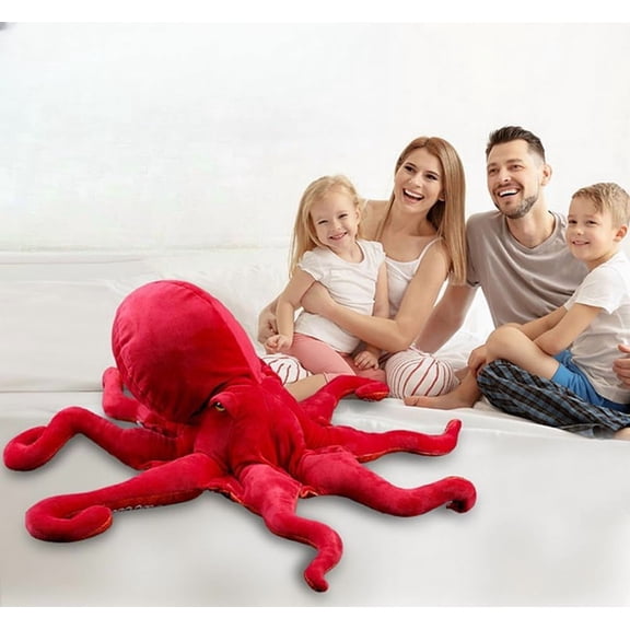 Redsimulation Octopus Plush Toy - Soft Fish Cushion Pillow, Underwater Squid Doll for Family Decoration and Children's Gift (47 Inches)