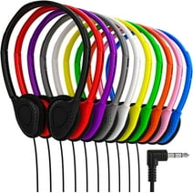 Redskypower Bulk Wired On-Ear Headphones, 5ft Cord, L Shape 3.5mm Connector, 10 Pack Assorted