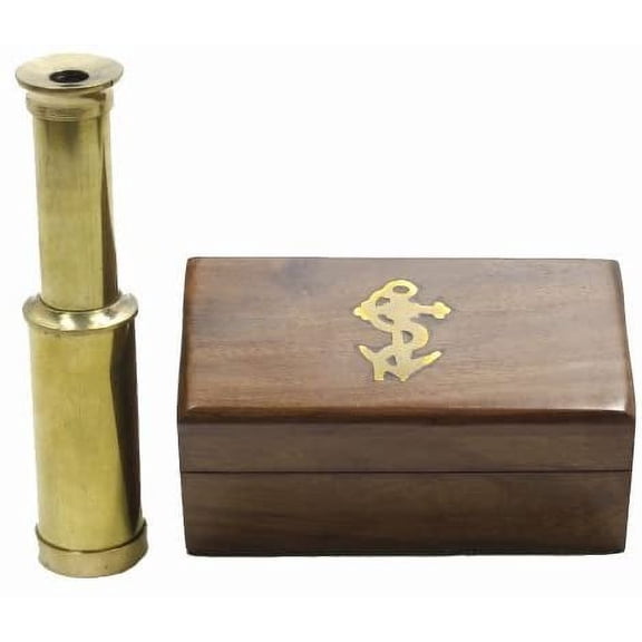 'Redskytr Wire 4Handheld Brass TelescopeWooden Box