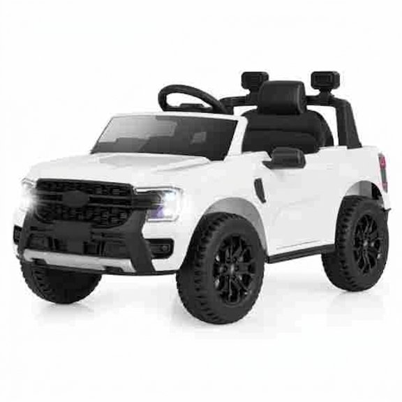 Redsmile 12V Kids Ride On Car, Licensed Ford Ranger Electric Ride On Truck for Ages 3-6 with Parent Remote Control, Music Player, 2-Level Manual Speed, LED Lights, Ride On Toy for Boys Girls, White