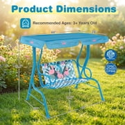Redsmile 2-Seater Kids Patio Swing with Metal Stand and Adjustable Canopy - Navy Blue - Backyard Play