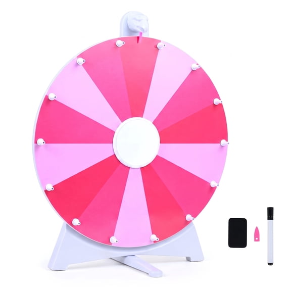 Redsmile 20 Inch Spin Wheel with 14 Slots, Prize Wheel with Blackboard Marker and Eraser for Parties, Trade Shows and Classroom Games, Pink