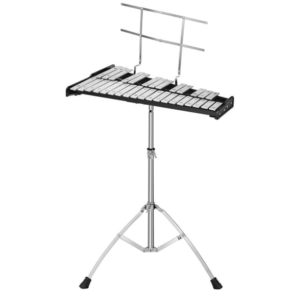 Redsmile 32-Note Glockenspiel Xylophone Bell Kit with Adjustable Steel Stand and Mallets for Students and Bands, Black