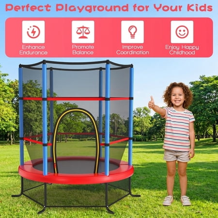 Redsmile 55 Inch Kids Recreational Trampoline Bouncing Jumping Mat with Enclosure Net - Navy Blue - Outdoor Recreation