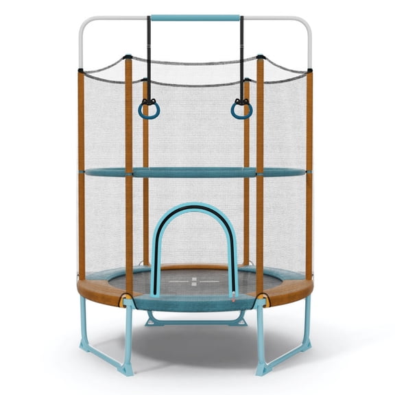 Redsmile 60 Inch Trampoline with Gymnastic Bar and Rings for Kids, Orange