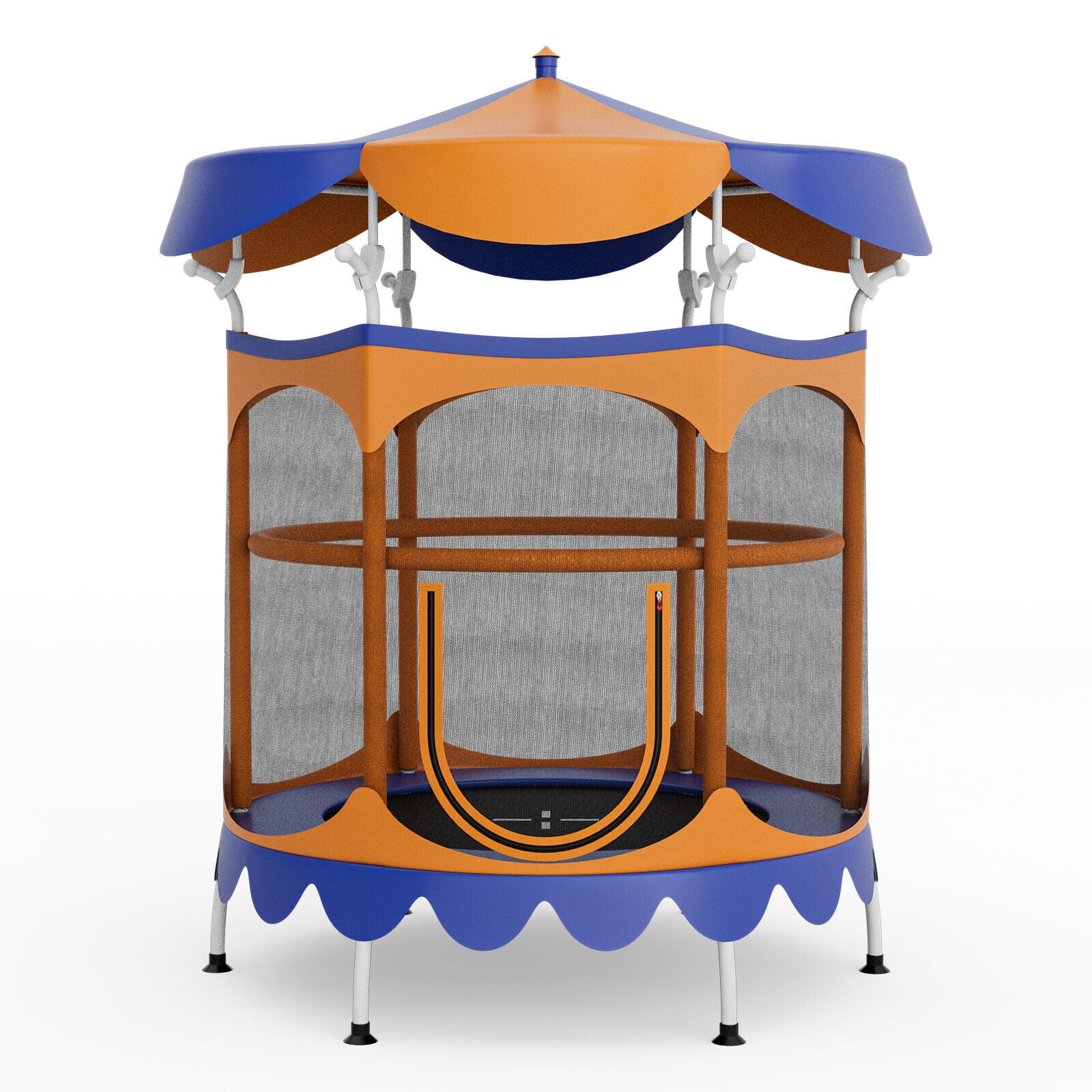 Redsmile 64 Inch Kids Trampoline with Detachable Canopy and Safety Enclosure Net-Orange - Premium PE Safety Enclosure for Kids Outdoor Play