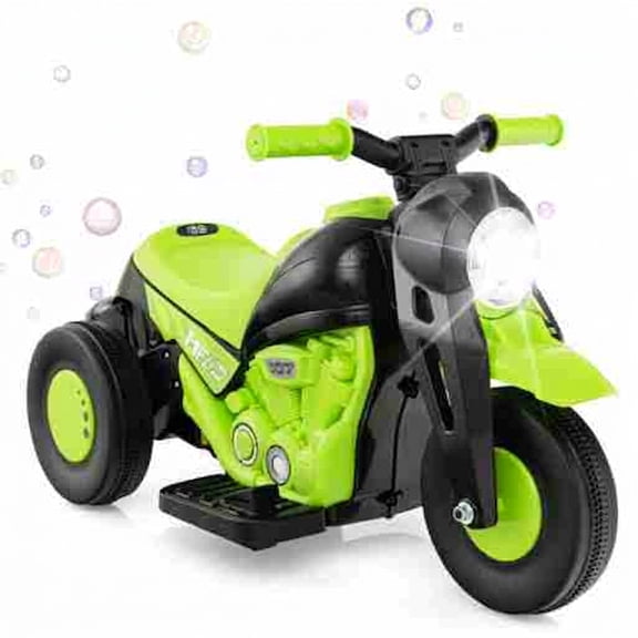 Redsmile 6V Kids Electric Ride On Motorcycle with Bubble Maker and Music, Toddler 3-Wheel Motorcycle for Boys Girls, 66 lbs Capacity, Battery Powered Ride On Toy, Green