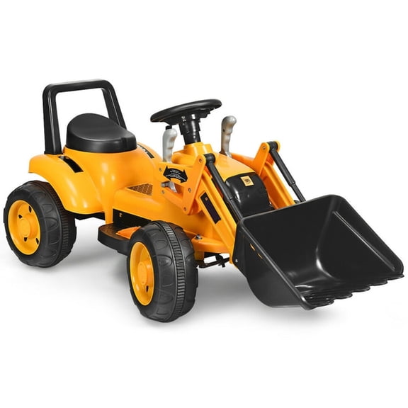 Redsmile 6V Kids Ride On Excavator Digger with Working Bucket, Lifting Arms, Horn, Battery Powered Tractor Construction Toy with Wide Seat, Yellow Black
