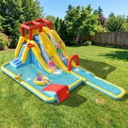 Redsmile 7-in-1 Inflatable Dual Slide Water Park Bounce House Without Blower - Multicolor - Kids Birthday Party