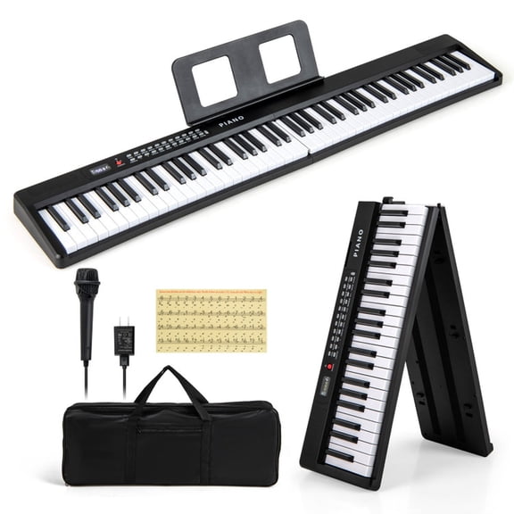 Redsmile 88 Key Foldable Digital Piano Keyboard with Wireless MIDI Dual Speakers and 1000 Rhythms for Beginners, Black