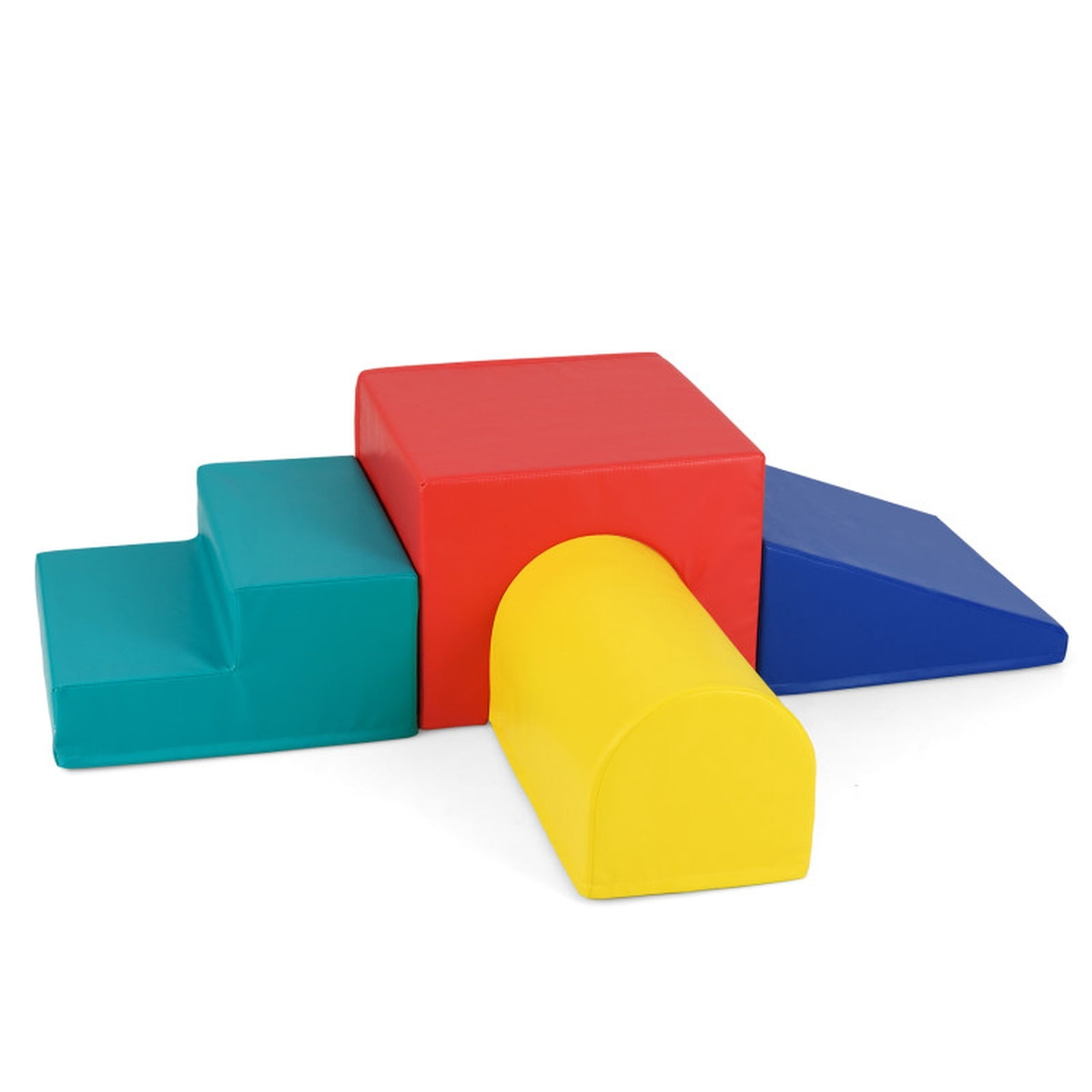 Redsmile Foam Climbing Blocks for Babies, Climb and Crawl Play Set with Tunnel Slide and Rocker, Soft Infant Play Gym, Red