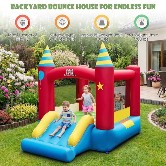 Redsmile Inflatable Kids Bounce Castle with 480W Blower - Multicolor - Kids Birthday Party - Backyard Fun