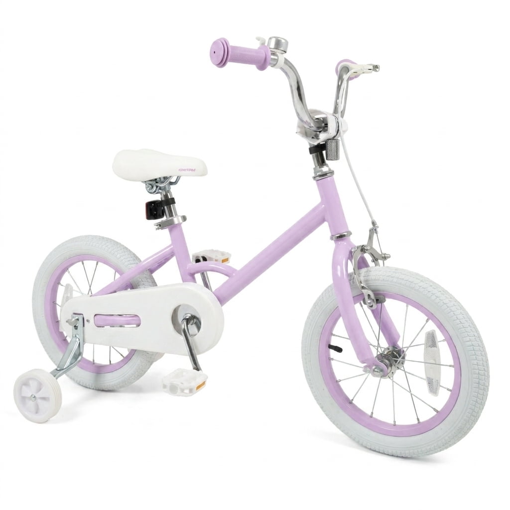 Redsmile Kids Bike 12 Inch with Adjustable Seat and Training Wheels for Boys Girls Ages 3-8, Stars & Moon Design Children Bicycle with Front Handbrake, Kids Bicycle 12in, Purple