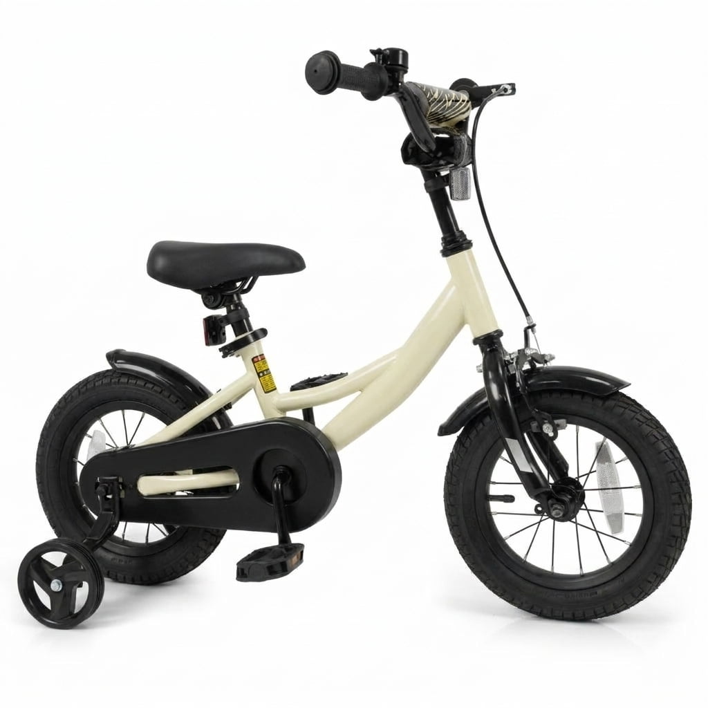 Redsmile Kids Bike 12 Inch with Removable Training Wheels for Boys Girls Ages 3-4, Sport Bicycle with Adjustable Seat, Rubber Wheels, 145 lb Capacity, Coaster Brake Toddler Bicycle, Beige