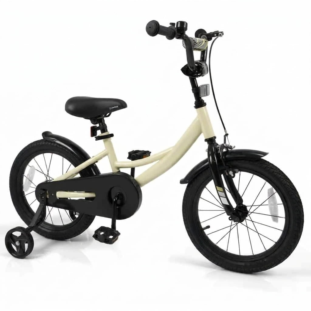 Redsmile Kids Bike 12 Inch with Removable Training Wheels for Boys Girls Ages 3-4, Sport Bicycle with Adjustable Seat, Rubber Wheels, 145 lb Capacity, Coaster Brake Toddler Bicycle, Beige