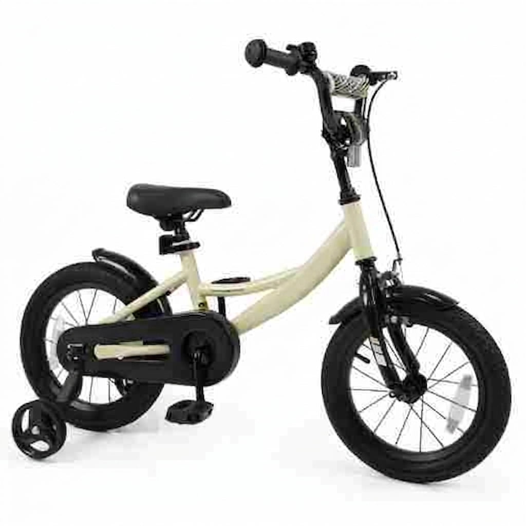 Redsmile Kids Bike 12 Inch with Removable Training Wheels for Boys Girls Ages 3-4, Sport Bicycle with Adjustable Seat, Rubber Wheels, 145 lb Capacity, Coaster Brake Toddler Bicycle, Beige