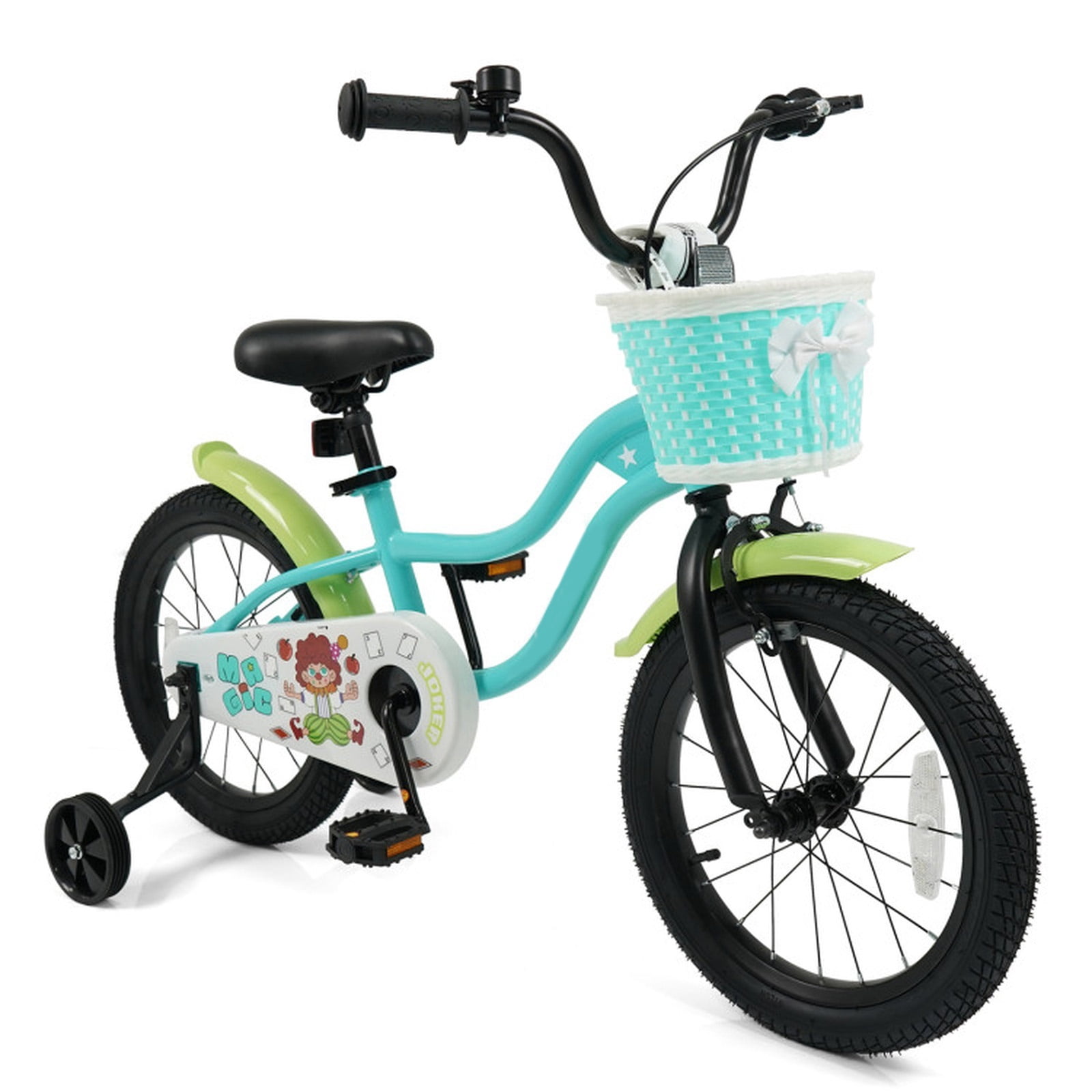 Redsmile Kids Bike 12 Inch with Training Wheels and Basket for Boys Girls Ages 3-4, Toddler Bicycle with Adjustable Seat, Coaster Brake, Beginner Trainer Bike, Green