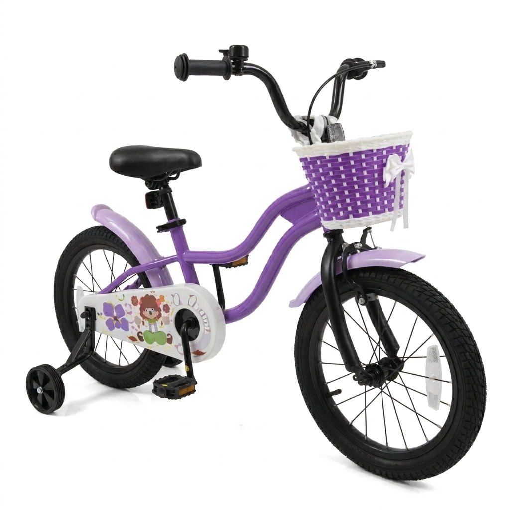 Redsmile Kids Bike 12 Inch with Training Wheels for Boys Girls Aged 3-4 Years Old, Toddler Bicycle with Adjustable Seat and Rider Height 31.5"-41.3", 110 lb Capacity, Purple