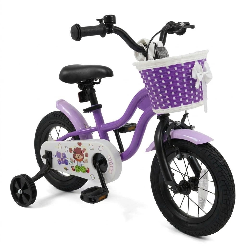 Redsmile Kids Bike 12 Inch with Training Wheels for Boys Girls Aged 3-4 Years Old, Toddler Bicycle with Adjustable Seat and Rider Height 31.5"-41.3", 110 lb Capacity, Purple